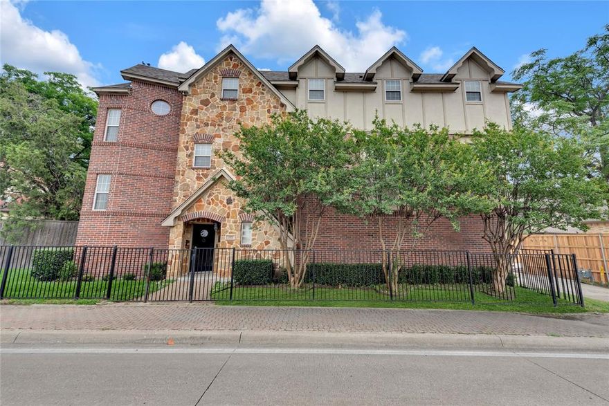 Perfectly situated single-family home that lives like a city townhouse in the highly sought-after M Streets of East Dallas, offering the ideal blend of an active city lifestyle and low-maintenance living. With walkable access to the Katy Trail, Knox Street, Henderson Avenue, and Lower Greenville, you’re surrounded by some of Dallas’s best dining, shopping, and outdoor recreation. This prime location puts you at the center of a vibrant, connected community while still providing the comfort and privacy of home. Enjoy treetop urban views from the second-floor main living area centered around a gas log fireplace and open to the updated kitchen with breakfast bar, custom cabinetry, quartz countertops, modern backsplash, stainless steel appliances, wine refrigerator, and gas cooktop. Just off the living room is a flexible space with city views perfect for an office, home gym, or relaxing reading space. Upstairs, the light-filled primary suite has two walk-in closets and a spacious bath with dual sinks, granite countertops, soaking tub, and separate shower. A second bedroom with ensuite bath and walk-in closet round out the top floor along with a separate utility room. The attached 2-car garage has extra floor and storage space to easily store bicycles, a golf cart, or other recreational items for quick access. The fenced in front yard provides a safe space for pets. This home is a one-of-a kind combination of design, function, and lifestyle, in the heart of M-Streets-Knox Henderson-Lower Greenville.