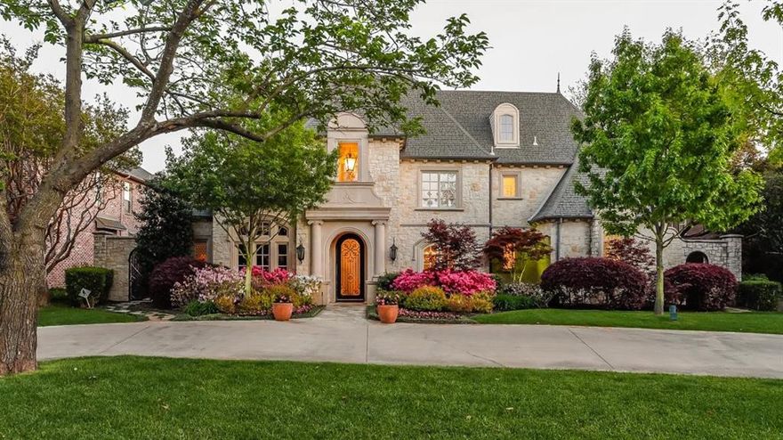 A Custom French remodel in Preston Hollow with a unique twist. The immaculate luxury are one of a kind. Near high-end retail & centrally located. An impressive circular drive & lush landscaping create dramatic curb appeal. Large windows exude natural light throughout this palatial 2 staircase home. Kitchen stuns with marble countertops, herringbone backsplash, mixed metals, designer fixtures & high end appliances. 300-bottle wine closet. Designer drapes. Executive office. Exquisite master suite, guest suite down. 2nd floor has a mirrored gym, media room, ample storage & 3 spacious bedrooms. Backyard boasts a heated pool, outdoor kitchen, electric fence, and 3 car garage.