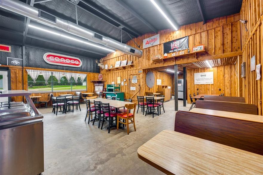 Here’s a chance to own a true country-style restaurant in Red River County, just outside of Bogata. Sitting on a 0.66 acre lot with plenty of parking, this spot is easy to find and ready for business. Inside, you’ll find a large main dining room with space for more than 50 guests, a front desk for greeting folks, and room to set up buffet tables. The kitchen is laid out and waiting on your recipes, with furniture and appliances also available if you’d like to keep them.

There’s a bathroom for guests, a large storage room with a bay door for deliveries, and a covered side deck that works perfectly for outdoor frying or smoking. This place has all the makings of a hometown favorite, everything’s ready, all that’s missing is the food.