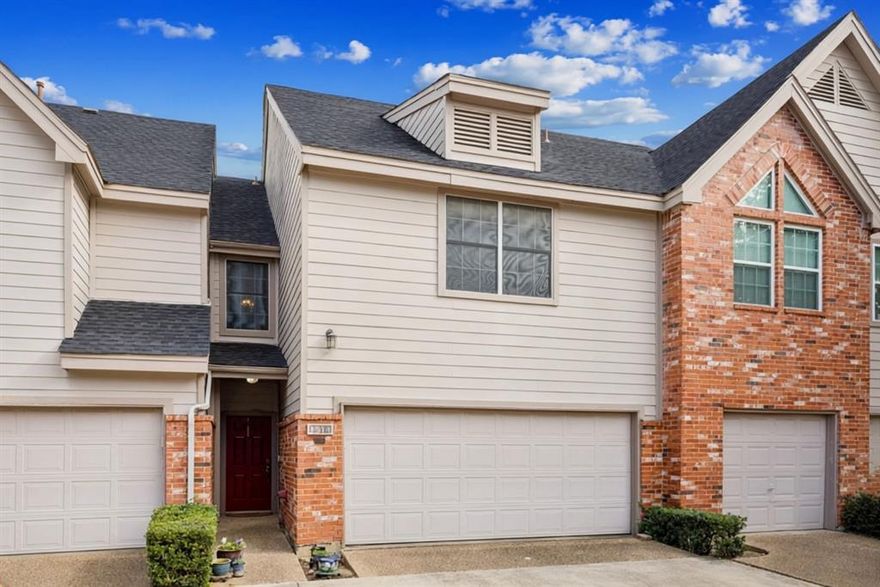 Move in Ready! Well-maintained and updated 3 bedroom, 2.5 bath condo located in North Dallas within the exceptional Plano ISD. As you enter the home, you pass a spacious dining area that flows seamlessly into the living room and kitchen, creating an open-concept layout. The dining space offers flexibility for traditional use or could easily serve as a home office or additional sitting area. On cold winter days the living room is warmed by a cozy fireplace with gas logs. The kitchen includes gorgeous granite countertops, porcelain sink, touchless faucet, gas cooktop, an island and plenty of cabinet space. Step outside to your own charming private patio with a hanging swing — the perfect spot for morning coffee, a small herb garden, or simply swinging. The primary suite features a large walk-in closet and ensuite bath. Two additional bedrooms offer flexibility for guests, home office, or family use. As you leave your two car garage you have quick access to Highway 190 and the Dallas North Tollway, making commuting, shopping, and dining easily accessible. This is low-maintenance living wrapped in warmth, style, and everyday elegance — a place where life feels simplified. The refrigerator, washer, and dryer will remain with the home.