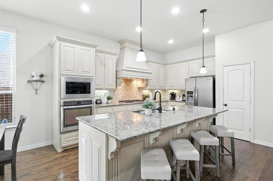 Walk into this home and experience a bright and open floor plan perfect for entertaining.  Large office with lots of natural light.  Gorgeous kitchen with gas cooktop, tons of storage and a large island.  Beautiful stone fireplace in the spacious family room.  Watch TV and relax under the covered patio with built-in grill and fridge.  The primary bedroom is the perfect size with a well designed bathroom, and huge closet.  Upstairs you will find an amazing game room, cozy media room, three bedrooms, and two full bathrooms.  This home has so much space and the location is excellent.  Walking distance to Comstock Elementary.  Fabulous community amenities with a catch and release pond, large open grass area, very nice community pool, and playground.  Directly behind the neighborhood and a bike ride away you will find The Courts McKinney, APEX Centre, Gabe Nesbitt Community Park with Baseball Fields, Softball Fields, Skate Park, and Biba Playground.