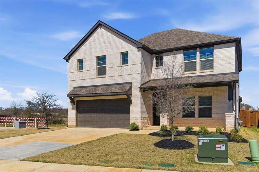 Ashford Parks subdivision offers a blend of comfort and convenience. This nearly new, energy-efficient home features a spacious first-floor office filled with natural light, a dining area perfect for holiday gatherings, and an open-concept kitchen and family room with a cozy fireplace for chilly evenings. The primary suite includes a large walk-in closet, a garden tub ideal for unwinding, and dual sinks for added convenience. Upstairs, the secondary bedrooms, game room, and media room provide a private retreat for the kids. Outside, enjoy evenings watching the kids play in your expansive private backyard. Community amenities include a pool, children’s playground, and scenic trails.
