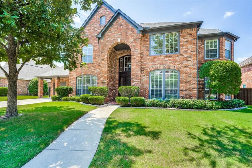 Beautiful Stonebridge Ranch 6 Bedroom Home with Pool. Top Rated McKinney ISD with Elementary Down the Road. Backyard Retreat includes Pool with Spa, Covered Patio, Large Grass Area and Private View with Mature Trees. Original Owners. Stunning Entry with Custom Iron Front Door, Vaulted Ceilings, Dual Staircases and Wood Floors. F. LV, Dining and Study. Kitchen features Bosch Appliances including Gas Cooktop, Granite Countertops and Stone Backsplash. Oversized Master Suite with Bay Windows, Dual Sinks, Frameless Shower and Large Walk-In Closet. Guest Suite Down with En Suite Bath. Upstairs includes Game Room with Built-In, 4 Guest Bedrooms, 2 Full Baths, Storage Closets and Walk-Out Attic. Fresh Paint and Carpet.