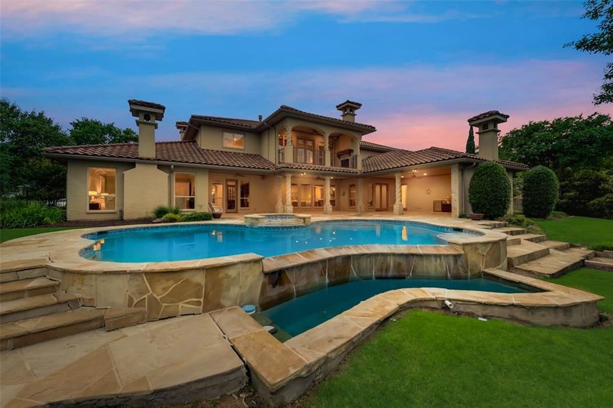 Stunning custom waterfront home located in the highly sought after Resort on Eagle Mtn. Lake! This one owner home was custom built with meticulous finishes and detail throughout. Sitting on an oversized lot at 1.44 acres, you get the most gorgeous views of the lake while also having tons of privacy. Enjoy the large covered patio with a built in grill, fireplace, & large pool with spa. Plenty of yard space by the water to add a sports court if desired. This beautiful home features 5 bedrooms - each having their own full bath, 7 bathrooms, formal living & dining, media & game room upstairs, office overlooking the lake, large master suite with coffee bar and huge ensuite bath. Upstairs balcony off the game room overlooks the backyard and lake with an outdoor fireplace. Two of the upstairs bedrooms also offer balcony views from the front. Two separate staircases and an elevator for convenience. 5 fireplaces throughout the entire home. 4 car garage with tons of room for additional parking.