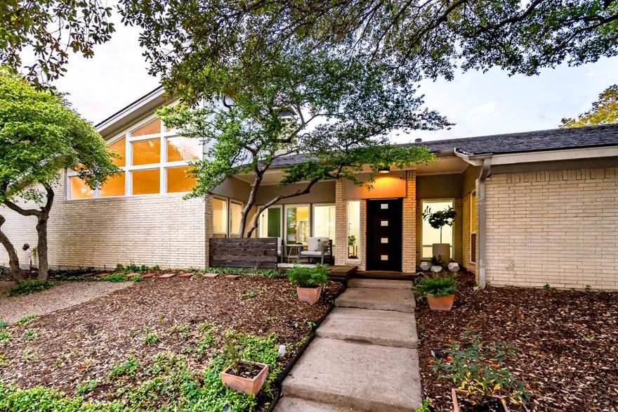 Beautifully updated mid-century modern in coveted Merriman Park Estates. Great corner lot with trees, a pool, covered patio and grassy backyard space. This 3 bed, 2 bath home has two living areas and an open, airy feeling making it a peaceful oasis. The current owners completely redid the interior - from lighting, countertops, backsplash, on-trend paint colors to electrical, plumbing and everything else in between. The primary suite has a soaring slanted ceiling with clerestory windows and a completely redone bathroom, each side with a separate vanity and closet. The little details like the charming wet bar or the terracotta floors in the sunroom and kitchen are what make this home so unique. Feeds into desirable Merriman Park Elementary, walking (or biking!) distance to a trail that connects to White Rock Lake as well as quick access to shops and retail. **MULTIPLE OFFERS RECEIVED. BEST AND FINAL OFFERS DUE BY SUNDAY, APRIL 14 @ 3:00PM CST.**