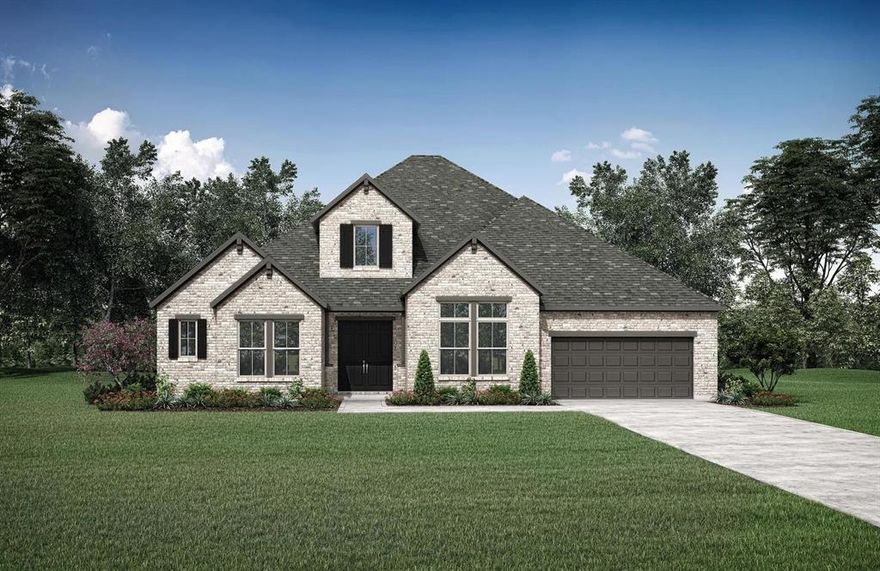 MLS# 21244002 - Built by Drees Custom Homes - Aug 2026 completion! ~ 4BR, 4.5BA with gourmet chef's kitchen in Denton, TX. The Eastland II is a spacious, modern one-story design that combines open concept living with thoughtful flexibility for everyday life. At the heart of the home, a vaulted family room flows seamlessly into a large chef's kitchen, creating an ideal space for both entertaining and relaxing. The private primary suite is tucked away as a true retreat, while a separate guest suite and additional bedrooms offer comfort and privacy for everyone. A media room, covered outdoor living area, and functional family ready room add both convenience and lifestyle appeal. With options for added living space or even a second level, the Eastland II adapts easily to fit a variety of needs.
