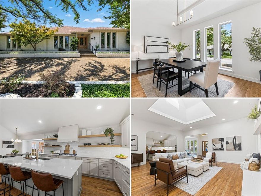 Welcome to this FULLY RENOVATED home located in the heart of Lake Highlands! Step inside and be captivated by an abundance of natural light and timeliness beauty. This 4-bedroom, 3-bathroom home blends style, function and comfort. *New windows, New Appliances, Custom cabinetry throughout, all new light fixtures, hardware, tile, plumbing fixtures, flooring, and more!!** 
Come enjoy the flexibility of two spacious living areas and a gorgeous sunroom, perfect for both relaxing and entertaining. The main living room offers an open, inviting space with a floor to ceiling fireplace, while the second living area features a stunning custom built-in and a hidden Murphy door, adding charm and a touch of intrigue.The designer kitchen is a true showstopper - complete with Cafe appliances, custom cabinetry, and an oversized island ideal for gathering with friends and family. Grab your coffee or grilling tools and relax on the covered patio right off of the kitchen. The primary suite feels like a retreat offering a luxurious floating tub, walk-in shower and dual closets. Escape to your very own backyard oasis with a sparkling swimming pool - just in time to beat the Texas heat. With thoughtful upgrades and the perfect layout, this home checks every box. Whether you are hosting or relaxing,  there is plenty of room to live your lifestyle beautifully. Welcome Home!