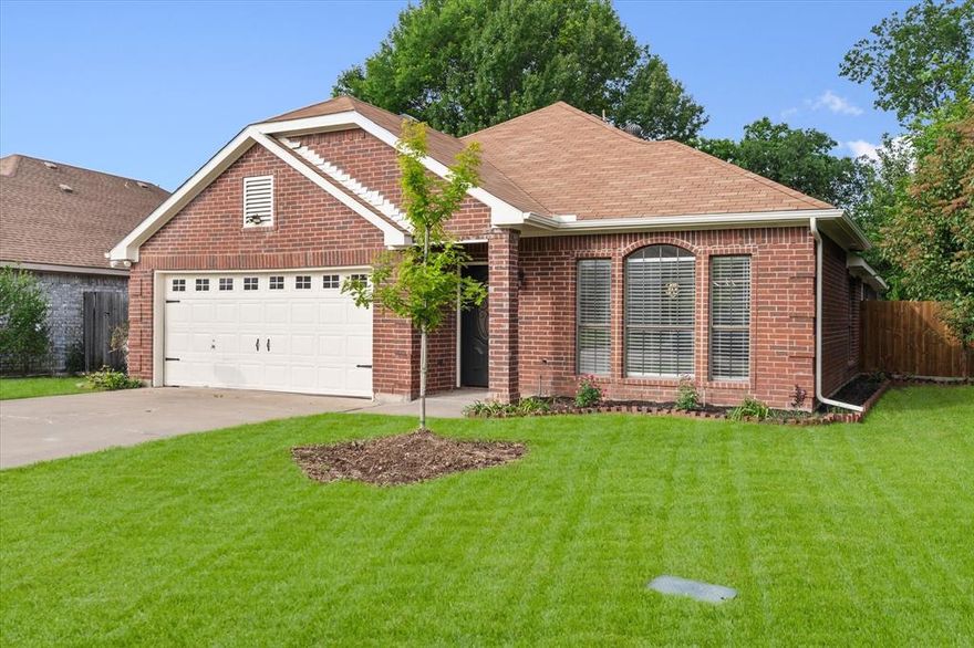 Welcome to this beautifully updated 3-bedroom, 2-bath home offering 1,864 square feet of versatile living space in highly sought-after Keller ISD! From the moment you step inside, you’re greeted by an oversized living and dining area that can easily adapt to your lifestyle—perfect for entertaining, a home office setup, or additional flex space. The thoughtfully designed layout continues into the spacious eat-in kitchen, featuring all new appliances, quartz counters, and freshly painted cabinets. The kitchen opens to a second dining area and inviting family room—ideal for everyday living and gatherings. This home has been extensively updated with fresh interior paint, luxury vinyl plank flooring, all new lighting fixtures, and an upgraded fireplace surround that adds a modern touch. Both the primary and guest bathrooms have been fully renovated with stunning floor-to-ceiling tile, a walk-in shower in primary bath, and LED lighted mirrors for a spa-like feel. Enjoy added convenience with a sprinkler system, gutters, fresh new landscaping, and FULLY PAID OFF solar panels that are only 3 years old, offering energy efficiency and long-term savings. Truly move-in ready, this home combines comfort, style, and functionality in a prime location. Don’t miss your opportunity to own this beautifully refreshed home in an award-winning school district!