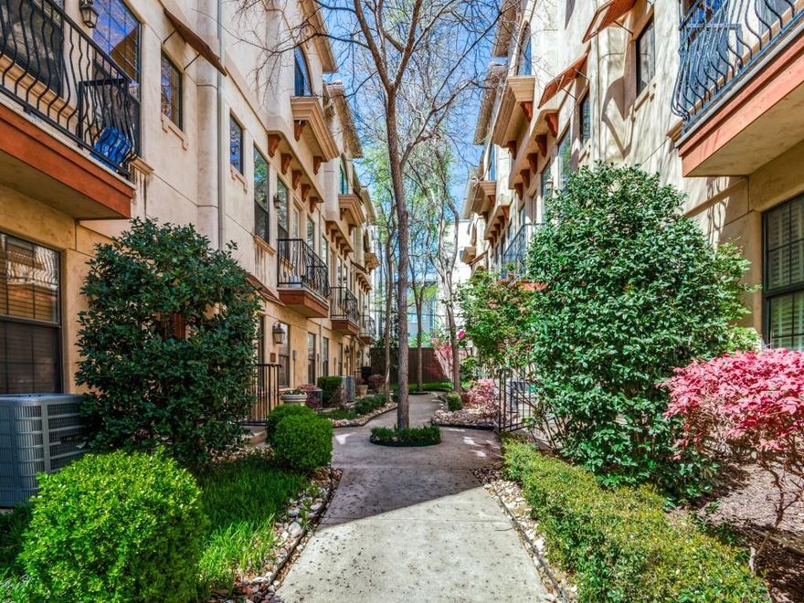 This charming Mediterranean-style townhome in the lively Bryan Place neighborhood is an end unit with wood floors throughout and custom tile in the bathrooms. The second floor features a spacious living room with a cozy fireplace and balcony, along with a kitchen boasting granite countertops, a stylish backsplash, and stainless steel appliances. A versatile room can serve as an office, dining area, or, as it’s currently used, a nursery. The expansive master suite on the third floor offers a balcony, sitting area, large walk-in closet, dual sinks, separate shower, and a luxurious jetted tub. On the first floor, you’ll find a guest room with its own full bath. Enjoy the unbeatable walkability and vibrant city lifestyle of Bryan Place, close to trendy restaurants, bars, Exall Park, the private community pool, and more!