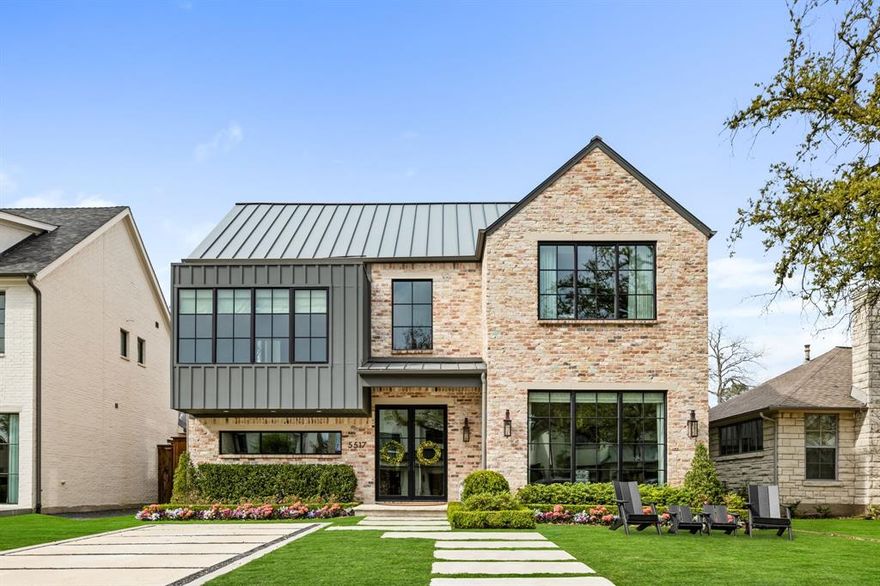 Welcome to this 2020 gem built by David Leite Custom Homes that seamlessly blends modern sophistication with timeless charm. Every detail of this home has been thoughtfully designed, from the striking herringbone hardwood floors to the recessed living room and exposed brick office. The resort-style primary suite boasts a luxurious free-standing tub, while the beautifully appointed kitchen is perfect for both everyday living and entertaining. The open kitchen that flows into the living room and the backyard fireplace create an inviting retreat for entertaining. This home is not one to miss!