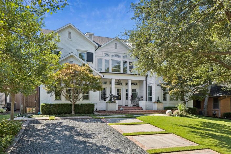 This custom architectural beauty was designed by award-winning architect Eddie Maestri in 2015. This stunning custom home blends luxurious living with thoughtful functionality. From the moment you enter, you’re welcomed by hand-scraped wood floors and a cozy fireplace in the main living room—setting the tone for the warmth and elegance found throughout the home. This four bedroom, four and a half bath features designer finishes throughout. 
The Chef’s Kitchen  is an  entertainer’s Dream. It's many features include quartz countertops, a 6 burner DACOR  range with Dual Oven, two Miele dishwashers, a Sub-Zero refrigerator and a 150 bottle Sub Zero wine refrigerator. 
This space flows seamlessly into the inviting family room with rough-hewn beams, built-in surround sound with subwoofer, a gas fireplace, and French doors that lead to the covered back porch—perfect for indoor-outdoor entertaining. This home features 4 spacious bedrooms and four and a half beautifully appointed finishes - ideal for guests or multi-generational living. You have your own private retreat in the primary with vaulted ceilings, a luxurious bath with a two way fireplace and oversized shower.  A dream walk-in closet featuring an island, makeup mirror and ample storage. 
An oversized laundry room has custom cabinetry, built-in desk, sink and a floored walk-in attic.
Other features include a full house generator, tankless hot water heater, tornado-safe room rated to F-5 This one of a kind home combines elegance, and comfort in one of Dallas most desirable neighborhoods. Nearby shopping and restaurants at NorthPark and Preston Center.