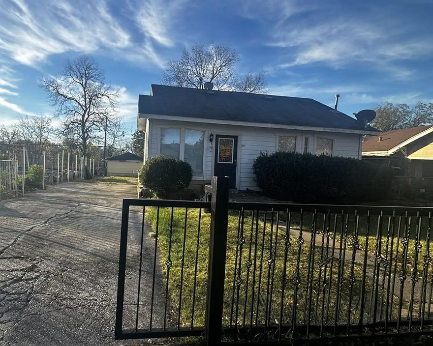 Bring all offers!! great fix and flip or handy person Opportunity in the heart of East Dallas. Situated on a large lot in a fast-growing, highly desirable area, this two-bedroom, two-bath home offers oversized bedrooms, an expansive yard, and strong potential for customization or investment. The main home features updated PVC plumbing updated electrical wiring, improved windows, upgraded insulation, and updated siding. All major systems are currently in good working order. A spacious 12x12 wood deck with double doors creates seamless indoor-outdoor flow, perfect for entertaining or enjoying relaxed evenings outdoors. The property includes a detached guest suite approximately 31x16, complete with water, electric, and gas already in place. While the guest house is ready for renovation, all utilities are connected, offering excellent potential for future rental income in the guest house that could be a multigenerational living, a studio, or private workspace with KITCHEN, PRIVIATE BATH AND SEPARATE BEDROOM. An additional storage shed provides even more flexibility. A sliding iron gate offers secure access to an extended driveway with space for up to four vehicles. The home does appear to need foundation correction, presenting an opportunity for buyers to address improvements while building equity in a rapidly appreciating area. Located in desirable East Dallas with convenient access to major highways, public transportation, dining, shopping, and entertainment. The neighborhood continues to experience strong growth and redevelopment, making this an excellent opportunity for homeowners or investors looking to add value in a thriving market.
Property is being sold as-is. Seller doe does not have a survey