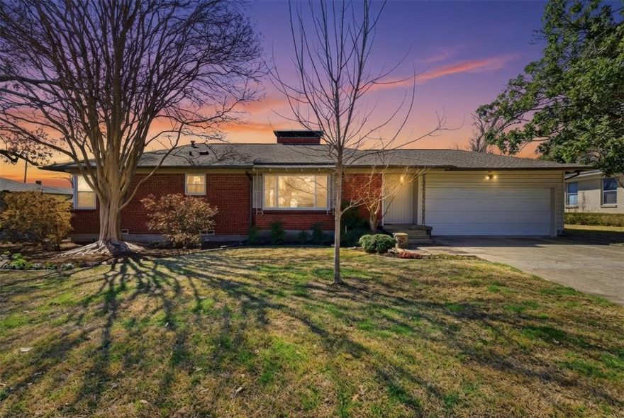 Sitting on nearly a quarter acre lot. Mature trees and a generous 85 x 118 footprint with room to breathe. Excellent bones. Walk the perimeter and you'll know immediately someone took care of this home and truly loved it during their 43 year ownership. New HVAC - inside and out, new drain pan with auxiliary float switch, new thermostat, added a return in dining area for balanced airflow, the roof is only six years old. The electrical
panel isn't original. The old chain link fence? Replaced with a 6' board on board cedar fence. Original hardwood floors have been lovingly preserved throughout. Dated single-pane windows gave way to energy efficient double pane replacements. A sprinkler system is saving you from hand watering during the hot summer months. And here's something special: a wood burning double sided fireplace, a rare gem in homes of this era.
A two car garage with an expanded driveway for extra parking. This is where you build a life less than a mile from White Rock Lake, in the stable, tree lined streets of Old Lake Highlands, a community where roots sink deep and neighbors become friends. Zoned to highly regarded Hexter
Elementary.