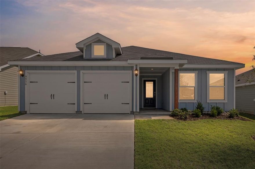 SELLER OFFERING $10K IN BUYER CLOSING COSTS ON THIS BEAUTIFUL BARELY LIVED IN ONE YEAR OLD HOME W FABULOUS UPDATES! This LGI home is move in ready & priced WAY less than a smaller basic model w zero upgrades!  Adorable modern exterior & pretty landscaping create great curb appeal! Step inside & find a lovely open concept floor plan w nice natural lighting & easy to maintain luxury vinyl tile flooring! Split bedrooms at the front w a large secondary bathroom & upgraded fixtures.  Bedrooms are generously sized w ceiling fans & big closets!  Large living area w added can lighting is open to the AMAZING kitchen which boasts granite countertops, huge breakfast island, pantry, tons of cabinets, stainless appliances & breakfast room! Retreat to your luxurious primary suite for ultimate relaxation! Separate from the other bedrooms you will find your own space w ensuite bath & huge walk in closet! Need a place to entertain friends & family this fall?  Step outside & enjoy gathering under an oversized covered patio & enormous backyard fully fenced for privacy! Additional upgrades include faux wood blinds, pet door, additional electrical outlets throughout along w added lighting & ceiling fans! TV mounts stay too!  The garage turned Man-Cave is extraordinary! Complete w decorative paneling, slat-wall storage system, and hybrid epoxy-aspartic floor from Lifetime Coatings! Get ready to watch your favorite teams in this redesigned extra living space! This community is still developing additional phases & the upcoming amenities are FABULOUS including a resort-style pool within walking distance, more playgrounds & community activities! This home is zoned for the BRAND NEW, beautiful high school located on Bonds Ranch Rd! Close proximity to Eagle Mountain Lake & Lake Worth for boating & fishing enthusiasts! The Fort Worth Nature Center & Refuge is only a short distance away & a great place for nature excursions! Quick access to US 287 & I-35 make commuting convenient too! HURRY!