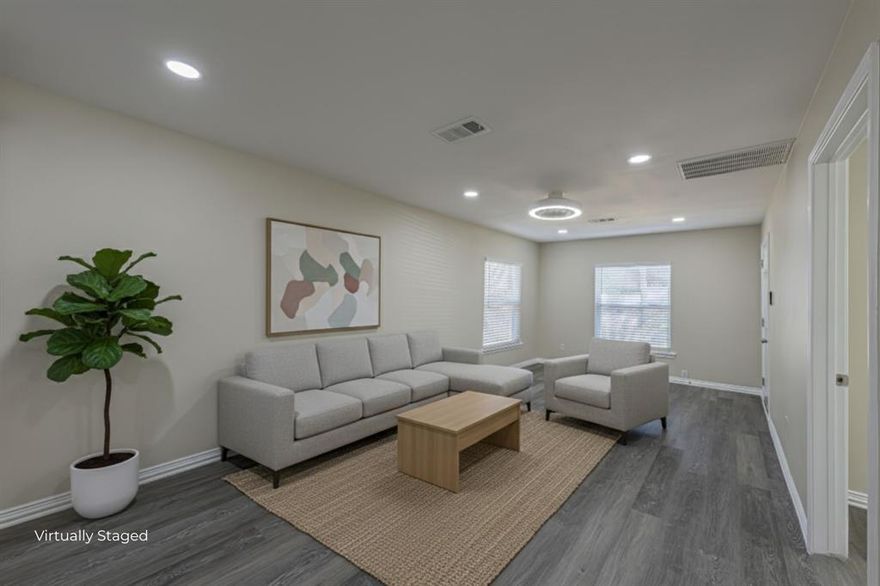 Welcome to 2820 Forest Ave, a beautifully updated home in the heart of Fort Worth that is completely move-in ready! This charming residence has been thoughtfully renovated from top to bottom, offering modern finishes, practical functionality, and peace of mind for its next owner. Whether you are a first-time homebuyer, a growing family, or an investor seeking a turn-key rental property, this home is the perfect fit. Step inside and you’ll immediately notice the fresh paint throughout, creating a bright and inviting atmosphere. The open-concept design seamlessly connects the living, dining, and kitchen areas, making it ideal for entertaining or everyday family living. The updated kitchen is a standout feature, boasting sleek granite countertops, stylish cabinetry, and plenty of prep space to inspire your inner chef. The home features two spacious bedrooms and a fully updated bathroom with granite counters, dual vanities, and modern finishes for a spa-like feel. A large utility room provides convenience and extra storage space, while the bonus room offers endless possibilities—it can be transformed into a home office, playroom, or an additional living area to suit your needs. Major updates have already been taken care of for you: the roof was replaced in January 2025, the HVAC system was replaced in April 2025, and the water heater has been updated, giving you confidence in the home’s long-term durability and efficiency. With laminate flooring throughout, the home is not only stylish but also easy to maintain. Outside, the property offers plenty of yard space for family gatherings, gardening, or simply enjoying the outdoors. This home has been fully updated and carefully maintained, making it a rare move-in ready opportunity in today’s market. Don’t miss your chance to own a beautifully renovated home at 2820 Forest Ave—schedule your showing today!