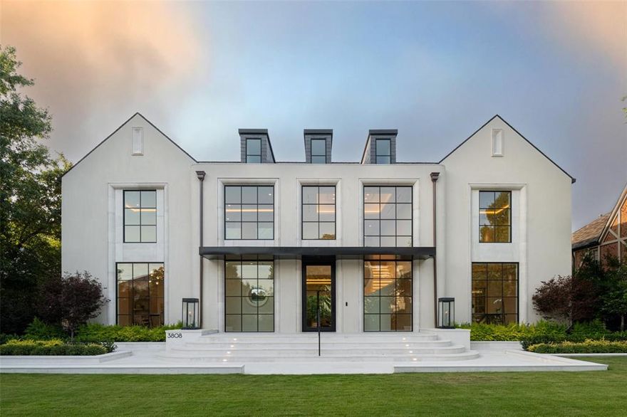 Serenity defined. A curated team* of architect engineer designers and the owner has created an environment unparalleled in Highland Park. An exquisite, suspended staircase introduces the home, it foreshadows the construction process throughout, which spares no expense. Beautifully honed walls and surfaces pervade throughout along with exceptional hardware, lighting fixtures, hones surfaces and the latest in building science. The home features multiple living areas designed for entertaining, a gourmet kitchen and caterer's kitchen, 6 bedrooms en suite, 3 powder rooms and basement level with 9 bay auto gallery, along with high-fidelity cinema, gym, and spa treatment room! Outdoor living center views infinity pool!