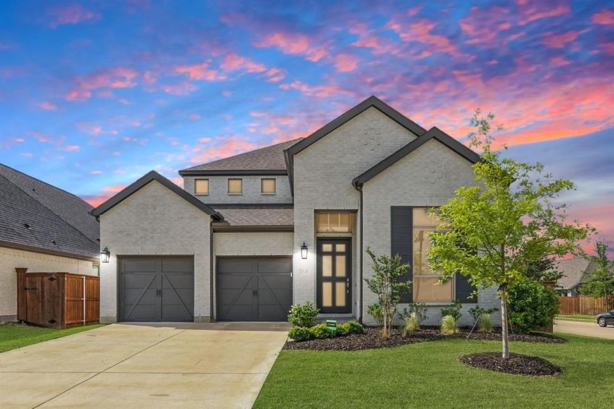 Built by Perry Homes in 2022 and lightly lived in since its 2023 purchase, this home offers a move in ready, near new feel without the wait or added builder costs. Positioned on a premium north facing corner lot, it provides added space, privacy, and enhanced curb appeal. A bright two story entry welcomes you, featuring a private home office with French doors ideal for working from home.  The open concept kitchen, dining, and living area is designed for both daily living and entertaining, anchored by a dramatic, two story family room with a high ceiling and a wall of windows that fills the home with natural light. The kitchen features a large island with seating, generous counter space, and a walk in corner pantry. A reverse osmosis water filtration system is already installed, and the kitchen refrigerator, washer, and dryer are included making this home truly move in ready from day one. The first floor primary suite includes a 10foot ceiling and a spacious bath with dual vanities, a soaking tub, a glass enclosed shower, and a large walk in closet. A private guest suite with a full bath is also located downstairs ideal for visitors or multi-generational living. Upstairs offers a game room and two secondary bedrooms, providing flexible space for family, work, or play. Additional highlights include a mudroom and a 3car garage with epoxy coated floors; clean, durable, and ready for storage, a home gym, or workspace. This is a strong opportunity to secure a near new Perry home at today’s more favorable pricing.