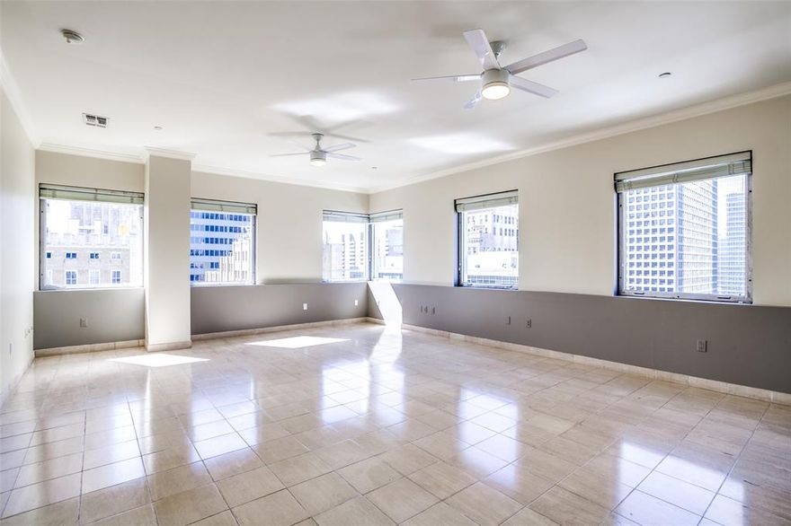 DOWNTOWN LUXURY CORNER UNIT with higher ceilings on PH 1 in the heart of Downtown in the iconic George Dahl-designed full service boutique hi-rise building! 10 picture windows with 16th floor Elm Street views of the Landmark Pegasus, AT&T 9 story Video Wall in Discovery District, The National Residences & Thompson Hotel. 1505 Amenities: 24HR Concierge-Valet parking for Residents & up to 5 Guests-no tipping. Amenity Floor B1-wine cellar, party area, piano, caterer's kitchen, pool table, darts, TV. Amenity Floor B2- new Theater room and state of the art Fitness Center. 5th Floor Resident Outdoor Retreat-Pool, 3 cooking pavilions, private dog run, sitting areas. Walk to Flagship Neiman Marcus, Forty Five Ten, a variety of Restaurants, Arts District, AT&T Discovery District. DART Akard Station across street with access to DFW, Love Field, NorthPark, Mockingbird Station +. The Ease of a Contemporary Lifestyle. When Your Neighbor includes a Flying Horse, You're Living Someplace Special!