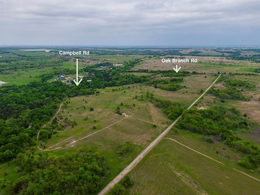 Possibilities are endless with this beautiful property in Ellis County!  Outside the city limits where you can still see the stars!  Could be used as a private estate or for a residential development!  CAN BE SUBDIVIDED into 11+ acre parcels.
 Located at the corner of N. Oak Branch Rd and Campbell Rd, 1400+ feet of road frontage on N. Oak Branch Rd., and over 300 feet of road frontage on Campbell Rd.  There is much diversity in the land, with heavily treed areas as well as lots of open grassland.  Incredible views from the front of the property!  Approximately 50 acres will be taken from a larger tract.  Refer to MLS# 20246568 for 45 additional acres to also be sold from this larger tract.  Close to the cities of Maypearl, Midlothian and Waxahachie, all of which provide a hometown feel as well as offering great shopping, restaurants, and two major hospitals.  Dallas, Ft Worth and DFW Airport are all less than an hour away!  Showings by appointment only.