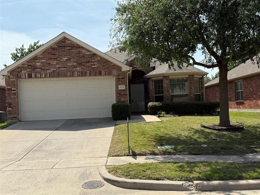 Freshly updated kitchen and bathrooms in this hard to find four-bedroom, single-story, and affordable home in Frisco ISD and in a golf course community.  Front-entry garage allows maximum space in back yard that features a covered patio.  Tiled entry opens to family room that has recent carpet, corner stone fireplace with gas logs, and nicely open to kitchen with abundant quartz countertops and light painted cabinetry, gas range, tiled floors, new backsplash, and sit-up breakfast bar.  Breakfast nook is also tiled, and bay window overlooks covered patio and yard.  Split bedroom floorplan has primary bedroom at the rear of home with French doors leading to ensuite bath that has tiled floors, quartz vanity with new dual sinks, garden tub, separate shower, and walk-in closet.  Secondary bedrooms are near the front of the home along with a second full bathroom with quartz vanity and new sink.  Full sprinkler and security systems.  Home has been well maintained, and other recent upgrades and updates include roof, furnace, evaporator coil, control box for irrigation system, and more. Home is close to abundant shopping, restaurants, schools, and Virginia, Independence, and Eldorado Parkways.  Listing broker is longtime owner.