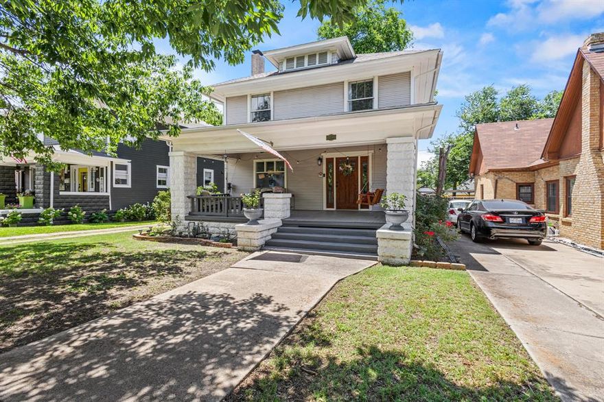 Fully Renovated 1924 Gem in Fort Worth's Fairmount District! Assumable loan at 3.375%! Step into timeless elegance with this stunning 4-bedroom, 2-bath historic home in the heart of Fort Worth’s sought-after Fairmount District. Completely renovated from the ground up in 2018, this 1924 beauty blends classic charm with modern upgrades—including a new roof, HVAC, electrical, plumbing, sheetrock, radiant barrier, and insulation.
Enjoy peaceful mornings on the cozy covered front porch, and entertain with ease on the elevated back deck overlooking a spacious backyard, perfect for gatherings, barbecues, or simply relaxing under the stars.
Inside, the home features restored original hardwood floors downstairs, new wood floors upstairs, and custom walk-in closets in every bedroom. The kitchen is a chef’s dream with custom cabinetry, granite countertops, and stainless steel appliances. The downstairs primary is a true flex space and can be used for formal dining or a home office.
A rare oversized detached 2-car garage and partial cellar add everyday convenience, while the fully restored original windows preserve the home’s historic character. Enjoy peace of mind and long-term savings with the historic tax exemption.
Situated just minutes from Magnolia Avenue, TCU, the Medical District, and the Fort Worth Zoo, this home offers unbeatable access to dining, culture, and community—all while maintaining a quiet, neighborhood feel.
Don’t miss your chance to own a piece of Fort Worth history—schedule your private tour today!