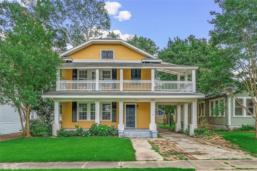 Welcome to 409 Forest Ave – your dream home in South Highlands! This stunning American Foursquare blends timeless character with modern updates, offering the best of both worlds is presented by the owner-agent. The curb appeal is undeniable, featuring a welcoming front porch, a screened-in back porch, and a balcony supported by classic columns.

Step inside to discover beautifully refinished hardwood floors, heavy crown molding, and fresh neutral paint that complements any style. The kitchen shines with crisp white cabinetry, brand-new granite countertops, and a light, airy feel, while the formal dining room sets the stage for gatherings with family and friends.

Major upgrades have already been completed for peace of mind, including updated electrical and plumbing, double-pane windows, and zoned HVAC. With two spacious master suites—one upstairs and one downstairs—you’ll enjoy flexible living arrangements.

Best of all, this home is just one block from the Highland Parade Route, placing you in the heart of one of Shreveport’s most beloved traditions.

Don’t miss this opportunity to own a truly distinctive South Highlands gem!
