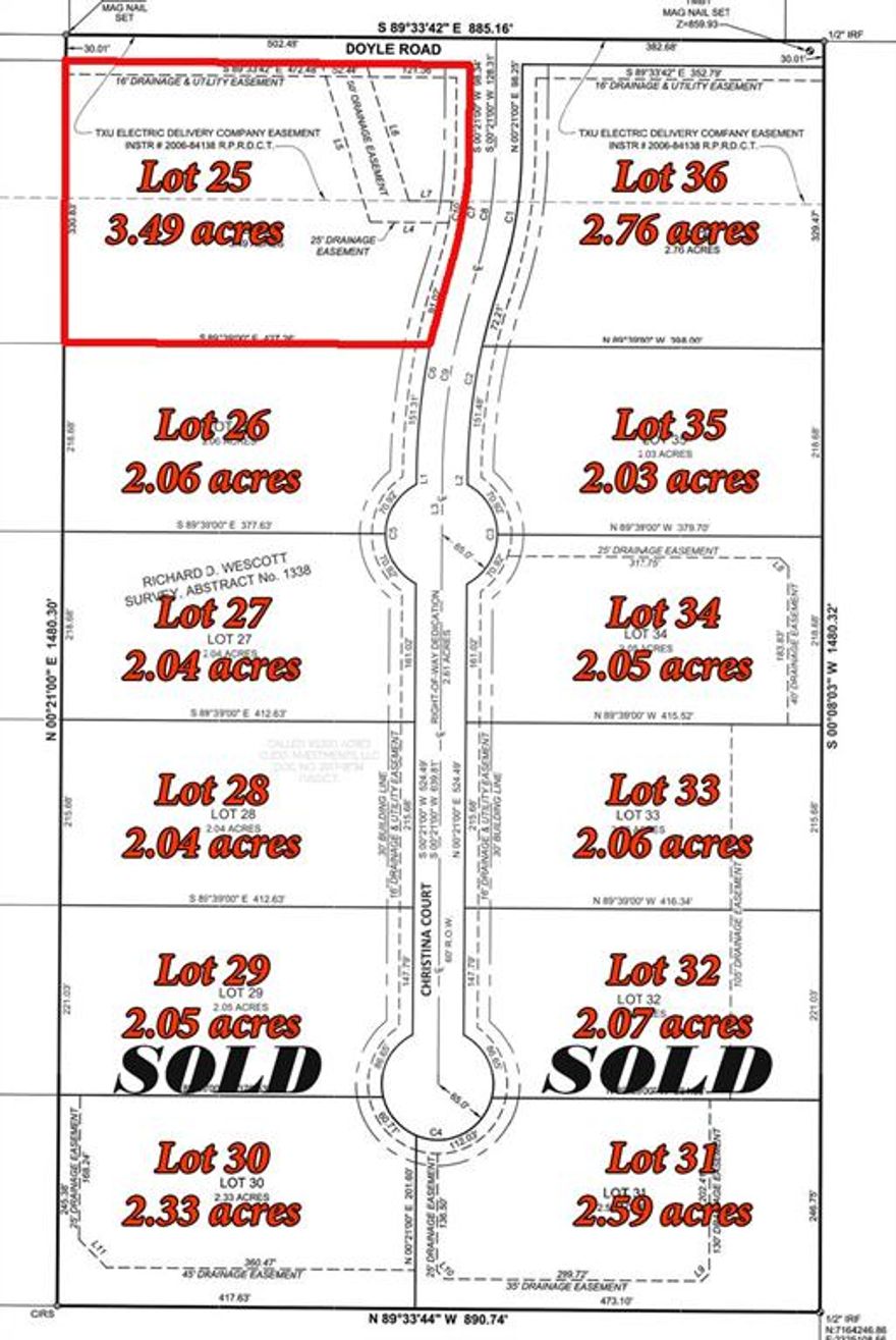7220 Christina Court is 3.490 acres, approx. 330' x 450', Legacy Ranch is a neighborhood located northwest of Krum, TX. Legacy Ranch provides 36 lots, ranging between 2-3.5 acres, Legacy Ranch is developed for a Very Special Group of People that Understand the Love and the Benefits of Country Living. Where You can have a Shop or Barn for Hobbies or Animals that Bring the Bodies and Emotions back to a Tranquil State. Have Space where Someone can take the Time to Slow Down and Appreciate the Simple Pleasures of Life, Again. To provide a Home for Children and Adults where Outside Activities can reduce the Dependencies of Electronic Devices. Krum provides a Great School System, and the Bus will Pick up your Kids. This will be a CC&R in place! No HOA!