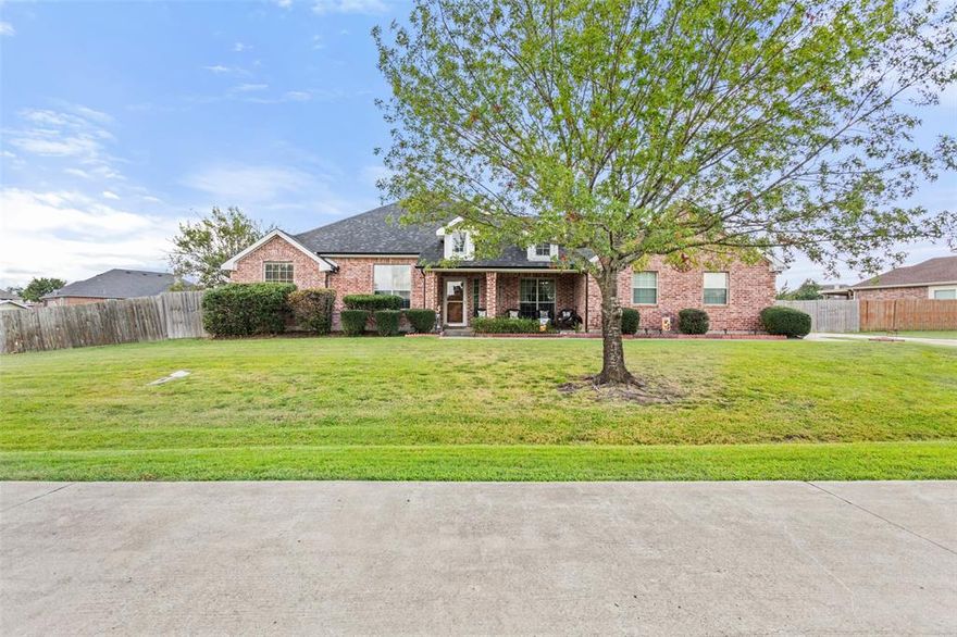 Incredible opportunity to own a slice of country paradise! This charming home is nestled on a Texas size 0.67-acre lot and boasts a classic Southern-style front porch—the perfect spot to enjoy your morning coffee at sunrise or relax after a long day.
Inside, the cozy brick fireplace and beautiful hardwood floors bring warmth and character to the living room. The formal dining area flows seamlessly into the kitchen and breakfast nook, creating an ideal space for entertaining and everyday living. The kitchen is equipped with a trash compactor, an oven with air fryer and convection features, and plenty of workspace.

The oversized primary suite is split from the secondary bedrooms for added privacy and includes a spa-like ensuite with granite countertops, dual glass bowl sinks, a walk-in shower, walk-in closet, and a niche that can easily fit a makeup vanity or glam space.

A sparkling above ground pool invites you to host unforgettable summer gatherings, while the oversized covered patio offers the perfect spot to enjoy outdoor meals, unwind in the shade, or gather around the stone fire pit for cozy evenings under the stars.

Additional highlights include a two-car garage, backyard storage shed, extended driveway with ample parking, and a 50-amp RV receptacle off the back patio. No HOA! Convenient access to major routes, with nearby shopping, dining, and everyday amenities.