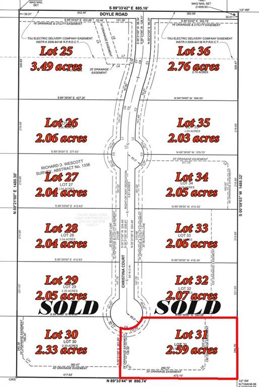 7299 Christina Court has 2.59 acres, 268'x470', Legacy Ranch is a neighborhood located northwest of Krum, TX. Legacy Ranch provides 36 lots, ranging between 2-3 acres, Legacy Ranch is developed for a Very Special Group of People that Understand the Love and the Benefits of Country Living. Where You can have a Shop or Barn for Hobbies or Animals that Bring the Bodies and Emotions back to a Tranquil State. Have Space where Someone can take the Time to Slow Down and Appreciate the Simple Pleasures of Life, Again. To provide a Home for Children and Adults where Outside Activities can reduce the Dependencies of Electronic Devices. Krum provides a Great School System, and the Bus will Pick up your Kids. This will be a CC&R in place! no HOA!