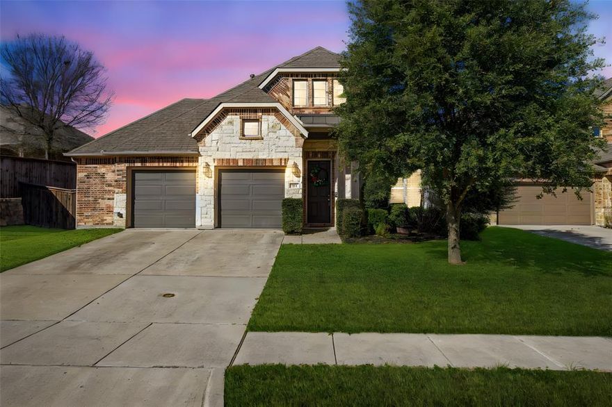 Welcome to this immaculate 3bedroom, 2 bath home with a study, located in the vibrant Trinity Falls community. This beautifully designed home boasts designer finishes throughout and offers an unparalleled lifestyle with access to hike and bike trails, 2 community pools, a dog park, splash pad, several parks, and a wide range of community activities. Perfect for those who enjoy an active lifestyle and a strong sense of community! As you step inside, you’re greeted by gorgeous wood-look tile that flows seamlessly through all the living and wet areas, complemented by upgraded carpet in the bedrooms for ultimate comfort. Designer light fixtures and plantation shutters throughout elevate the home’s sophisticated charm, while the extended 2.5 car garage with upgraded overhead storage offers plenty of space for all your storage needs. The heart of this home is the open concept kitchen, ideal for preparing meals and entertaining with family and friends. The kitchen flows into the spacious living area, where you'll find designer built-in cabinets, a striking stone fireplace, and a stunning cedar mantel. A wall of windows fills the room with natural light, creating a warm and inviting space. The home features a thoughtfully designed split bedroom layout, ensuring privacy. The large primary suite is truly an owner’s retreat, complete with an ensuite bath that rivals a spa with its luxurious finishes. The secondary bedrooms share a well appointed bath that’s conveniently located between them, perfect for family or guests. Step outside to your backyard oasis, a covered patio and expansive lot with plenty of room for outdoor activities. The backyard offers privacy and tranquility, and the home is situated on a quiet cul-de-sac lot, providing a peaceful environment for your family to enjoy. This one is sure to please even your pickiest buyers.