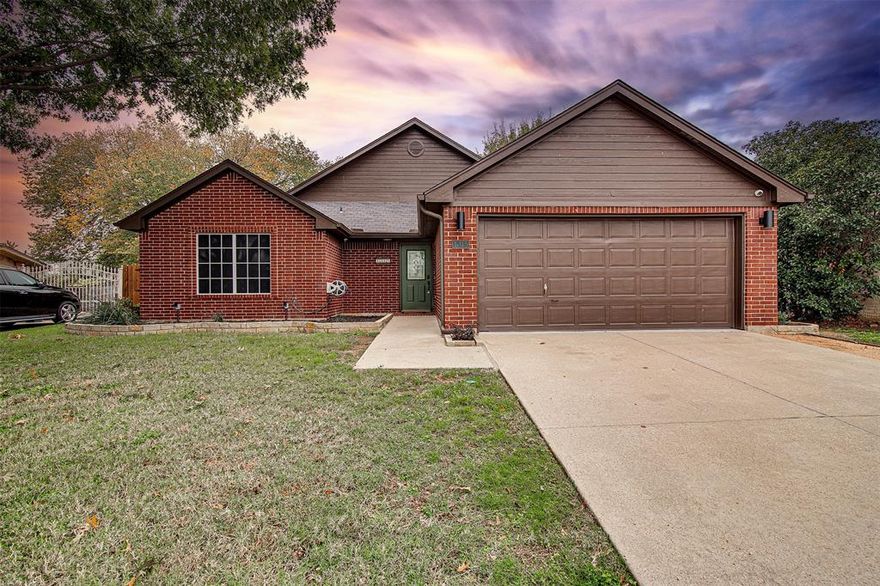 Stunning 3-bedroom, 2-bathroom home offering everything you need & more with lawncare included and solar panels allowing you to enjoy the added perk of reduced to NO electric bills! With a spacious 2-car garage, beautifully updated interiors, & a prime location just minutes from major highways & a plethora of shopping and dining options, this home truly has it all. Step inside to be greeted by soaring cathedral ceilings, basking in the spacious & open living room featuring a cozy gas log fireplace. The heart of the home truly lies in the beautifully renovated kitchen, boasting ample cabinet & counter space, & a large pantry closet for maximum organization. Custom features & modern touches, including sleek tile flooring extending through common areas. Experience comfort & style in the 3 generously sized bedrooms, featuring luxury vinyl plank flooring that adds an elegant touch. Spa-like bathrooms with modern fixtures and stylish design elements.