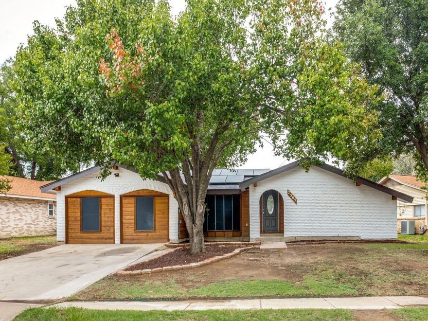 Lovely re-model ready for a new family. Home has dual master bedrooms, 4 total bedrooms and 3 full baths.  Open concept with fireplace. Updates include Can lighting in living, dining and kitchen. Flooring throughout, Electric panel box, Cabinets, granite countertops, New appliances
New fixtures including tub, showers, faucets. New vanities, sinks, toilets, mirrors, lighting, flooring, Window coverings, French Door and Paint inside and out
 Solar Panels are conveying and are paid in full. HVAC was new in 2021 as well as windows except bay window in front. Backyard has covered patio and lots of room for entertaining. Buyer to verify room sizes, schools and amenities.