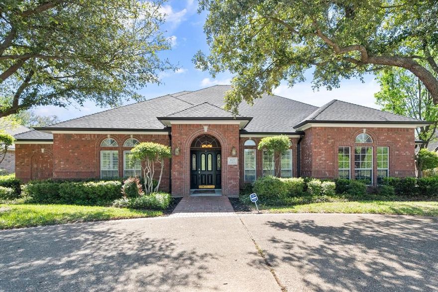 This 4-bedroom, 5 and a half bath home is sure to excite buyers with its many features.  As you enter, you'll be greeted by the elegant crown molding and plantation shutters throughout the home.  Gracious entertaining will be yours in this generously sized dining-living room with views of the backyard entertainment area.  This is a very rare find for a 4 bedroom 5 and half bath in home a great location complete with a 3-car garage and plenty of storage.  Each bedroom has an en-suite along with a walk-in closet.  There is an additional bathroom that has easy access to the pool area.  The large 4th bedroom offers guest an en-suite with a wet bar and custom built in cabinet which could be used as an office or family room.  The breakfast room opens to a gourmet kitchen with plenty of room for entertaining.  The primary suite was updated in 2019 and provides a relaxing getaway.  Two of the three HVAC systems were replaced in 2020.  A new roof, gutters, and garage doors installed 2023
