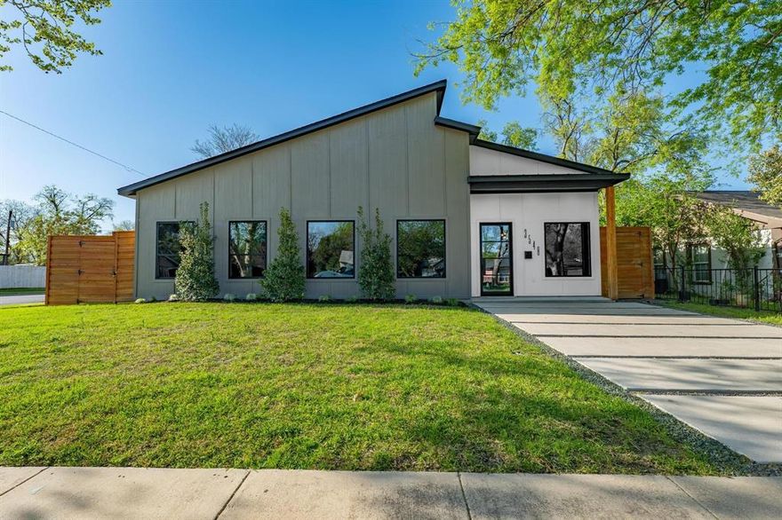Great Value for a Stunning 2023 built  transitional home on an oversized corner lot in Prime North Dallas location!  This exceptional single-story residence defines modern luxury living with high-end finishes. This Home features 4 massive bedrooms each with a walk-in closet,  2.5 bathrooms and soaring 10' ceilings. Boasting expansive tinted windows that flood the open-concept living, dining and kitchen areas with natural light. The gourmet kitchen features custom cabinets, Daltile quartz countertops, a walk-in pantry, professional grade stainless steel appliances and an oversized island, making it a chef's delight. Retreat to the spacious master suite, where the en-suite bathroom offers an oversized spa-like room with a double vanity and generous sized walk-in closet overlooking the backyard. Additional highlights include a dedicated laundry room, and a serene, covered patio perfect for relaxation and entertaining. Backyard is private with an 8' board on board Cedar wooden fence and a detached carport. Conveniently located near prestigious private schools, Love Field and shopping and dining, with quick access to major highways and Downtown Dallas, this home blends modern elegance with timeless appeal. With larger lots and increasing construction activity nearby, buyers are discovering the opportunity to enjoy a fully updated home near Midway Hollow at a more accessible price point. Listed at over $200,000 less than DCAD value. seller will install a electric motor for the gate