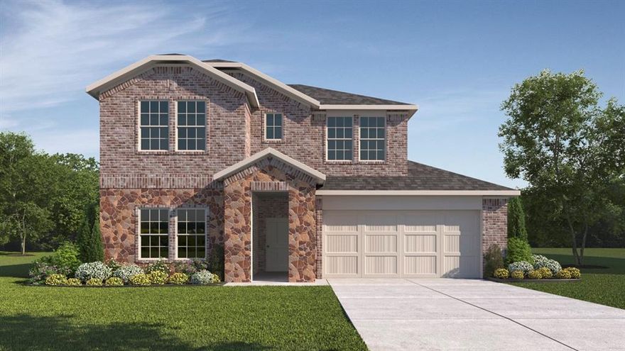 new construction D.R.Horton home located in Aubrey texas that offers 4 bedrooms 3 baths  has hard flooring through out main home 36 inch cabinets covered back patio Gas stove top tankless water heater spray foam attic insulation smart home system Close to park, pools and school.