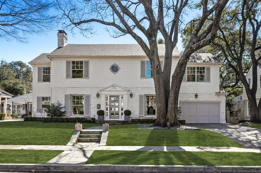 Nestled on a picturesque block in West Highland Park, this charming, updated traditional home blends classic elegance with modern comfort. The timeless center-hall floor plan features beautifully appointed formal rooms and an adjacent bonus space, ideal for a home office or playroom. The open kitchen flows seamlessly into the breakfast and family rooms. Upstairs, all four bedrooms offer walk-in closets and ensuite baths, including the private primary suite with a stunning marble bath and generous closet. The fully turfed and landscaped backyard is perfect for entertaining. Ideally situated near Highland Park Village and the Inwood-Lovers corridor, this home offers convenience and sophistication in one of Dallas’ most sought-after neighborhoods.