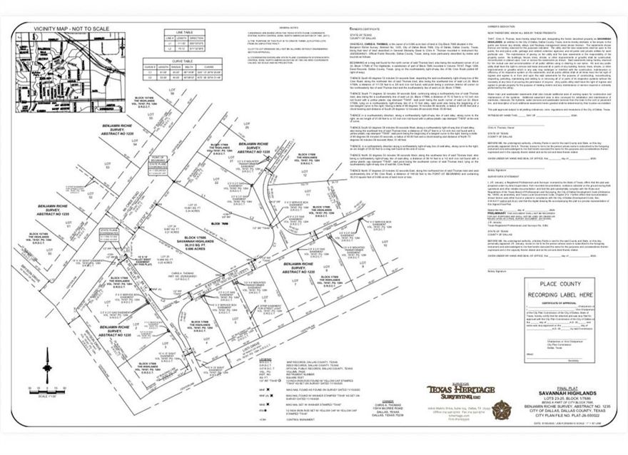 Investment opportunity to purchase 3 residential infill lots in Lake Highlands (RISD), offered as a package.  Lots 23, 24 and 25 have been approved by the city of Dallas and are in the final stage of the replat process.  Lot sizes are: (Lot 25) 10,684 sf, (Lot24) 8,967 sf, (Lot 23) 10,661 sf for a total of 30,313 sf, or 0.696 acres.  At present time, owner will not sell these separately.  Each lot is offered at $279,000 each and must all be purchased together.