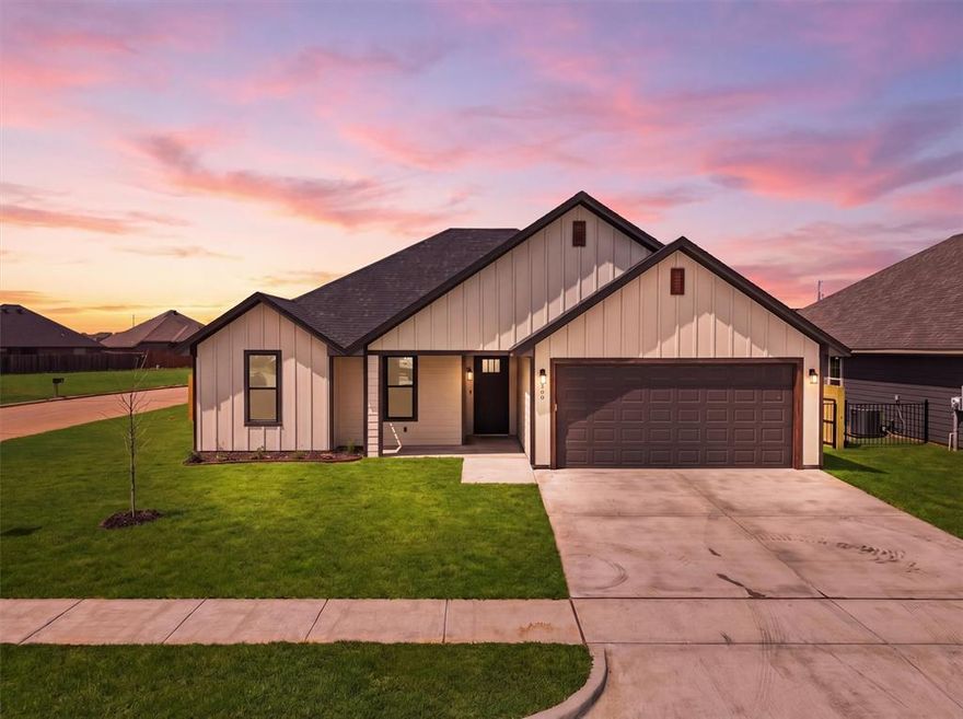 Welcome to 948 Huckleberry Lane in the growing community of Tolar Gardens! This new construction home by True Texas Builders is now complete and ready to impress with thoughtful design and elevated finishes throughout. Offering 4 bedrooms, 2 bathrooms, and 1,870 sq ft, this home features a functional open-concept layout designed for both everyday living and entertaining.

Inside, you’ll find stained concrete floors that bring durability and style, paired with a bright, airy living space highlighted by a beamed ceiling detail and a sleek electric fireplace insert. The kitchen is a standout with a large island, custom cabinetry, designer lighting, and warm wood accents that add character and depth.

The primary suite offers a relaxing retreat with a soaking tub, separate shower, and clean, modern finishes. Additional bedrooms provide flexibility for guests, workspace, or hobbies. Complete with a 2-car garage and situated in a growing community, this home delivers the perfect blend of comfort, style, and new construction convenience.