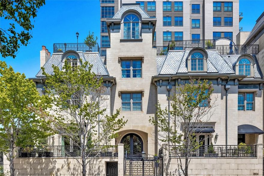 Experience unparalleled luxury in this exquisite 4-story French townhome in Uptown, boasting panoramic views of the Dallas skyline. This corner unit spans 6,452 sqft, featuring three outdoor terraces, including a 1000 sq ft rooftop terrace perfect for entertaining.
The interiors showcase high ceilings and oversized windows that flood the space with natural light. Key features include a primary suite with a spa bath, private guest suites, media room, kitchenette, executive study and elegant lounge bar opening to the expansive rooftop terrace.
Exquisite finishes include elegant moldings, Venetian plaster, stained glass, coffered ceilings, and top-tier appliances to name a few. Extras include elevator access to all floors, a 250-bottle wine cellar, and Control 4 smart home technology.
Situated steps from the vibrant McKinney Avenue, Turtle Creek, and Katy Trail, this townhome offers a truly elite living experience in the heart of Dallas. This is an entertainers dream!
