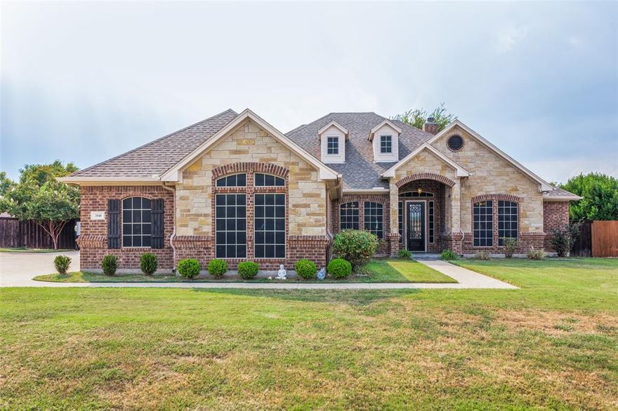 Discover the perfect blend of country living and modern comfort in this ranch-style home, built in 2016 and sitting proudly on a half-acre lot in the growing community of Crowley. Offering timeless curb appeal and thoughtful design, this single-story residence combines modern comfort with classic charm with hardwood floors throughout main living areas. Inside, you’ll find an inviting open floor plan with spacious living areas, a well-appointed kitchen, and abundant natural light throughout. A wall of windows run along the backside providing gorgeous views of your property. Every detail of this home reflects meticulous care, from the pristine finishes to the well-kept landscaping outdoors. Primary bedroom is separate, offering ample privacy, huge walk-in closet, and spacious ensuite with frameless step-in shower and a soaking tub. Other two bedrooms are generous in size and offer spacious in walk-in closets. Additionally, the 4th bedroom is an office or study with a closet located just off the foyer. Step outside to the oversized backyard where the opportunities are endless, where a large covered patio with built in gas stovetop is ready for cookouts, playdates, and evenings of relaxation and rainstorms. Sit by the fire pit for s'mores and stargazing. The oversized 3-car garage provides plenty of room for vehicles, storage, or hobbies. The entertainment pad offers multiple uses. With its blend of quality, comfort, and convenience, this home is truly amazing.
