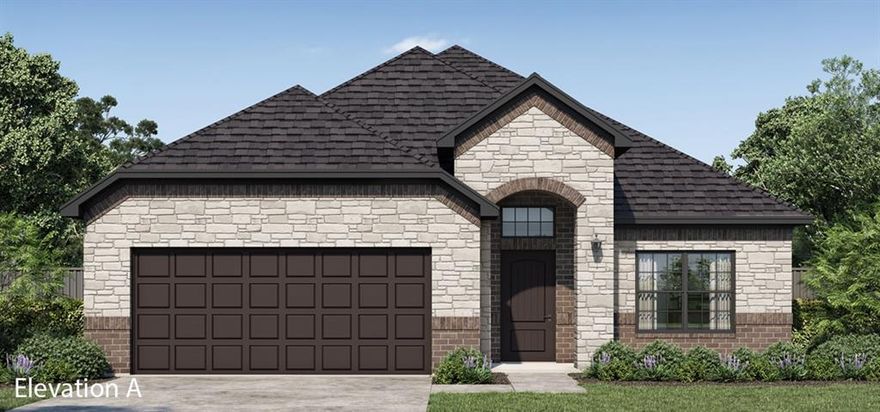 MLS# 21202779 - Built by Altura Homes - Jun 2026 completion! ~ Altura Homes Features Summerwood Estates a 50ft and 60ft Planned thriving community with direct access to I-35 freeway movie theater- grocery - and restaurants. The Grand Denmark floor plan features 3-2-2 in a Front entry garage, with 4 sides ACME Brick & Stone full landscaping package with full gutters and sprinkler system. Upon entry has a foyer with study with French style open glass doors open family room open kitchen full view to back yard window niche off kitchen breakfast area, kitchen has 42in cabinets granite countertops stainless steel appliances and luxury vinyl floors in the main areas, this is an open family room with full outside viewing. Off kitchen leads to split bedrooms separate hallways to Owner's retreat have large bedroom open bathroom with separate tub and shower dual sink and very large Walkin closet. Second hallway 2 secondary bedroom access to garage with mud area and laundry you have access to secondary bedrooms with full bath.