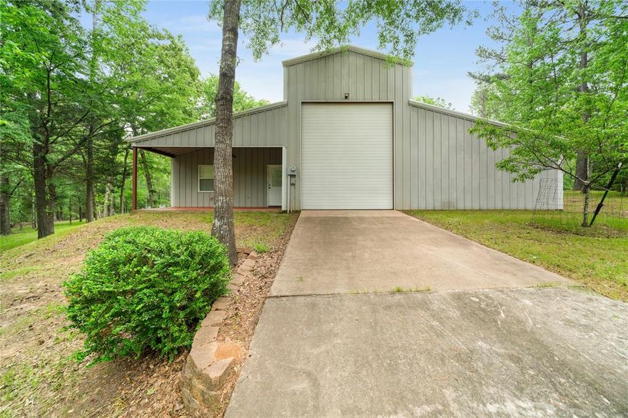 Welcome to your dream escape! This unique barndominium offers a perfect blend of charm and convenience, featuring 1 spacious bedroom and 1 full bathroom within 960 square feet of thoughtfully designed living quarters. Open concept kitchen, living, dining with good storage. New floors, paint, ceilings and countertops throughout. The property is not just about the living space; it also includes an impressive shop area, providing plenty of room for hobbies, projects, or additional storage. RV enthusiasts will love the designated RV parking complete with hookups, making it convenient for your adventures. A separate bedroom in the shop is perfect for overflow guests or additional storage. Situated on a gorgeous 15 acres, this property offers endless possibilities. Whether you're looking to garden, hunt or just recreation, this property can handle it! Don't miss out on this great property!