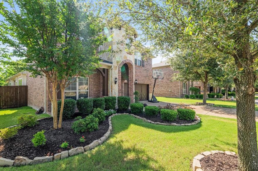This beautifully updated home sits on a creek lot in a small, gated community and zoned to desirable Richardson ISD schools and North of Lake Highlands. Home has 4 bedroom, 3.5 bath. As you enter, you’re greeted by an open and inviting floor plan that seamlessly integrates the living, dining, and kitchen area. Home is light and bright with soaring ceilings, hand-scraped hardwood floors, updated kitchen with stainless steel appliances, gas cooktop, and large quartz countertop island that overlooks the living room and backyard. The spacious primary suite includes a bay window sitting area and an updated ensuite bathroom with walk-in shower, garden tub, dual vanities, and walk-in closet. Upstairs offers 3 bedrooms, 2 baths, 2nd living room or flex space and a media room offer endless possibilities for indoor leisure and entertainment. Escape to your own private getaway to the backyard that leads you to a private creek that will have you feeling like you’re on a retreat. A serene setting for both relaxation and entertaining. Also have peace of mind with an efficient tankless water heater, Energy Star efficient, and newer roof (march 2024) home. Enjoy the creek view backyard boasting a extended cover patio, wood decking, and grassy area for pets.