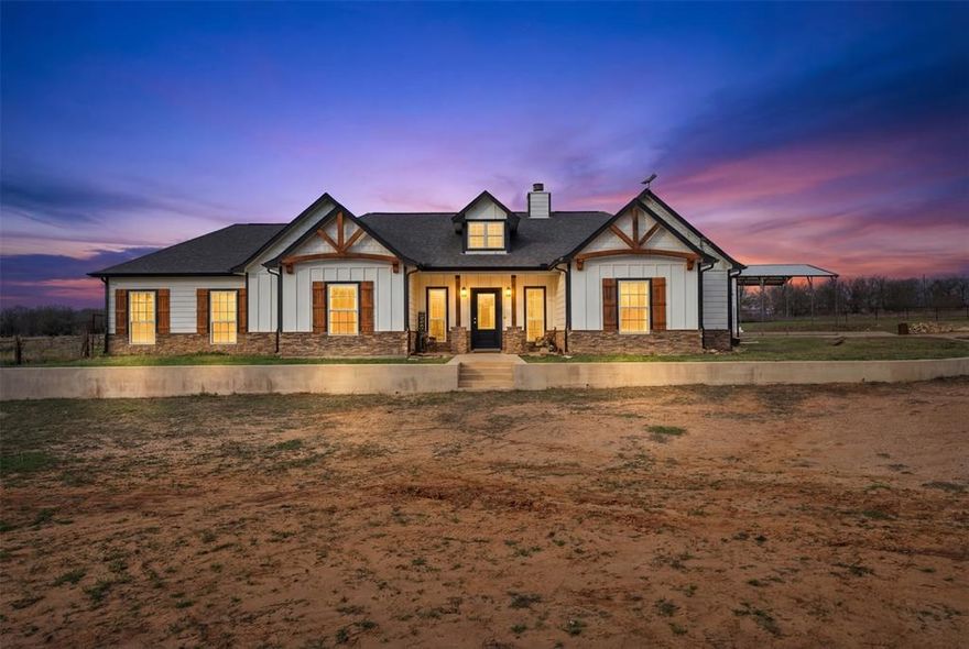 nice 2018 home
Managed for the land enthusiast with a taste for custom living, this 10-acre Agriculture exempt property in Chico offers the rare trifecta of privacy, production-ready acreage, and modern luxury. The property is a versatile canvas of rolling North Texas topography, featuring a perfect balance of heavy timber for wildlife cover and open, native pasture. Fully fenced and anchored by a stocked pond, this tract is turn-key for horses, cattle, or a premier recreational retreat.
The residence is a sophisticated 2018 custom-built farmhouse spanning 2,274 sq. ft. Designed with an open-concept flow, the 4-bedroom, 2-bathroom interior features high-end finishes and a signature fireplace, providing a refined sanctuary after a day out on the ranch.
Strategically positioned with unique three-sided road frontage on FM 2127, the property ensures easy access and long-term land utility. Whether you’re looking for a full-time legacy homestead or a high-end weekend escape, this property delivers the quiet of the country without sacrificing the comforts of a modern build.Land & Exterior Highlights:10.01 Acres Agriculture exempt acreage of rolling, sandy loam soil.Fully Fenced perimeter with established pond.