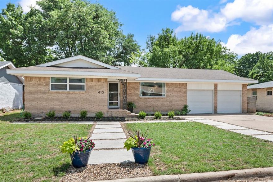 Welcome to 413 Patricia—a true mid-century modern gem tucked into a quiet, established neighborhood in Hurst, equidistant to both downtown Dallas and Fort Worth and minutes to DFW Airport. Built in 1957 and thoughtfully updated, this 3-bedroom home proves that great things come in beautifully efficient packages, offering 1,170 square feet of stylish, comfortable living designed for simplicity and ease.

Step inside to warm, character-rich original hardwood floors that instantly make the space feel inviting and grounded. The updated kitchen and baths blend modern convenience with the home’s original charm, while an indoor laundry room and 2-car garage add everyday practicality. This home embraces the idea of “living well with less.” Its manageable size makes upkeep refreshingly easy—and has allowed for meaningful upgrades like the roof, HVAC, ,water heater, kitchen and bath updates, all completed without overwhelming expense. It’s a home that supports your lifestyle, not the other way around.

The layout is smart and flexible, with three bedrooms, a full bath, a half bath, and a standout feature—an outdoor shower that adds function and fun while easing morning routines. It truly lives like a two-bath home. Out back, a spacious yard with gorgeous mature shade trees includes a 9x14 workshop with power and lights, perfect for hobbies, tools, or projects—freeing up the garage for everything from weekend tinkering to building something as ambitious as a camper.

What truly sets this home apart is the peaceful setting. Mornings are quiet, with little more than the sound of birds to greet the day. The neighborhood feels safe and welcoming, where neighbors stroll by regularly and a sense of calm is part of daily life. Yet you’re still conveniently close to everything the DFW area has to offer.

413 Patricia is more than a home—it’s a lifestyle choice. Simple, intentional, and full of character, it invites you to slow down, live comfortably, and enjoy every moment.