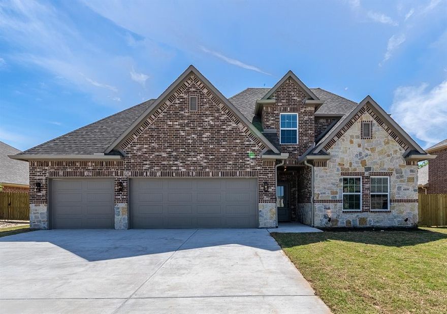 Nearly NEW 3 Car Garage, 1.5 Story 4 bedrooms and 3 baths home in Ellis Estates. This home with a spacious layout, 2 bedroom with a split Master bedroom downstairs. Kitchen features with stainless steel appliances, upgraded granite countertop with eat in kitchen, under cabinet lighting, etc. Living room features with wiring for mounting TVs, which is open to kitchen and dining area. Master bedroom overlooks the back yard with nice size of master bath, frameless shower door and walk in closet. Covered patio with ceiling fan. The 4th bedroom with a full bath upstairs with a game room or can be used as a media room, which is a nice suite upstairs separated from downstairs. Nice floor plan and will go fast.