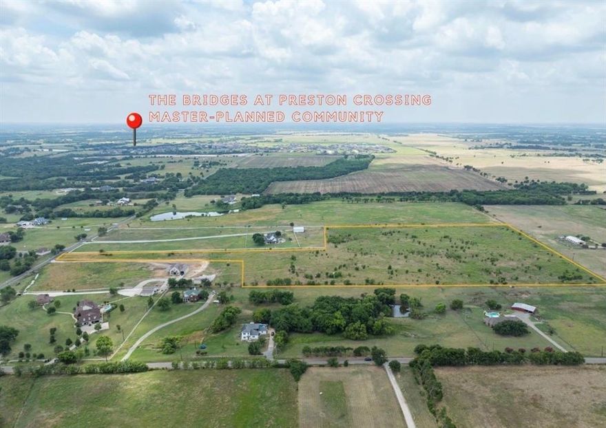 Welcome to the perfect acreage for your next project or large private country estate. Approx. 22 acres of land prime for development just a stone's throw from The Bridges at Preston Crossing – a master-planned community with an 18-hole golf course. Already cleared and ready to build. The opportunities abound. Proposed plat maps can be found in the Offering Memorandum. There is road frontage along JC Maples between Bledsoe and Main Street. Now is the opportune time to secure highly desirable land on the TXDOT expansion path as the Dallas North Tollway continues to travel North and traffic floods to Gunter from already bustling Celina, Prosper, and Frisco. Seize this rare chance to shape the future on an acreage poised for greatness – where the tranquility of open land meets the pulse of North Texas expansion.