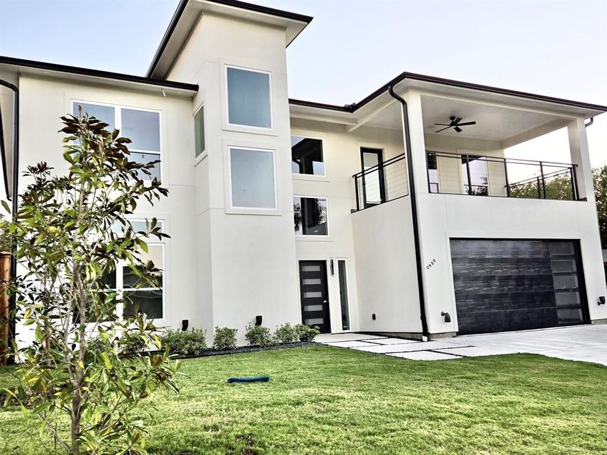 Welcome to a Modern custom new construction home. It is located in a very desirable North Dallas location. This modern home features an open floor plan filled with natural light, spacious living and dining areas, and a sleek kitchen designed for everyday living and entertainment. All new stainless steel Samsung appliances. Matching quartz countertops through ought the kitchen and restrooms. The home offers a bold contrast as the backsplash in the kitchen and a matching fireplace. 4 huge bedrooms with plenty of closet space. 3 of the 4 bedrooms have their own full-size restroom.  Upstairs bonus space offers flexibility for an office, media room, or play area. This property has the biggest balcony in the neighborhood sitting just over 200 sqft. The huge backyard is fully enclosed by a 10-ft red western cedar fence. This home is one of the first new builds in the neighborhood. Do not lose your opportunity to own a new home at a very reasonable price. Convenient access to major highways, shopping, dining, and schools.