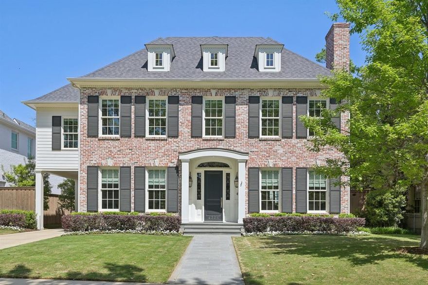 Stunning, classic, University Park home zoned for Bradfield Elementary. Built by Sleepy Hollow Homes in 2019, this immaculate home boasts a traditional yet open floor plan with high-end designer touches throughout. The entry with soaring ceiling is flanked by a dining room with adjacent butler's pantry and a living room with fireplace and adjoining wet bar with beverage refrigerator. The family room with built-ins and fireplace offers floor-to-ceiling windows overlooking the backyard and opens to the chef's kitchen. Kitchen features: Thermador appliances including a 6-burner gas range with two ovens, built-in refrigerator, a generous island with second sink, a keeping room with fireplace, and a breakfast nook with banquette seating. Rounding out the downstairs is a powder bath and a workout room with gym flooring, TV, and attached half bath. The primary suite is located on the second level and has a large walk-in closet, cedar closet, and a luxurious en-suite bath with double vanities, dual sinks, a soaking tub, and a separate shower. Three secondary bedrooms - each en-suite with walk-in closets - are also located on the second floor. Completing the second floor is a spacious game room with a wet bar, beverage refrigerator, and connecting half-bath; office space with built-in desk; and a large laundry room with a washer, dryer, sink, and utility closet. The fourth secondary bedroom with sizeable sitting area is located on the third floor and has an en-suite bath and walk-in closet. Outside there is a landscaped backyard with a covered patio with phantom screens and TV, sparkling pool, attached spa, and turf. Additional home amenities include: porte-cochere, drive-through garage with built-in storage shelving, fire suppression system, whole-home surge protector, and two Sonos systems along with a media closet. Do not miss this remarkable home!