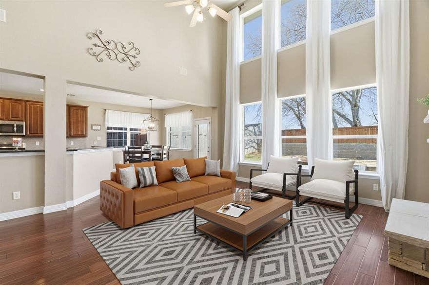 4-bedroom, 2.5-bath home with 3,295 sqft located in Fort Worth, TX, within the Villages of Woodland Springs subdivision and Keller ISD. The home features new carpet, multiple living spaces, and a backyard that backs to larger lots, providing added separation from neighboring properties.

The two-story layout includes formal living and dining rooms, a family room with gas log fireplace, an upstairs game room, and a loft suitable for an office or flex space. The kitchen includes granite countertops, stainless steel appliances, built-in cabinets, breakfast bar, and adjacent breakfast room. The primary bedroom is located on the main level with an ensuite bath featuring dual sinks, separate shower, soaking tub, and walk-in closet. Secondary bedrooms are located upstairs.

The backyard includes an in-ground pool with separate spa and water feature. Community amenities include clubhouse, community pools, playgrounds, greenbelts, lakes, jogging and bike paths, and sports courts. Convenient access to shopping, dining, and major roadways throughout Fort Worth and North Texas.